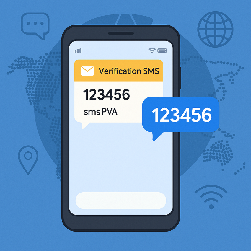 Phone screen showing receive sms online verification and OTP from SMSPVA