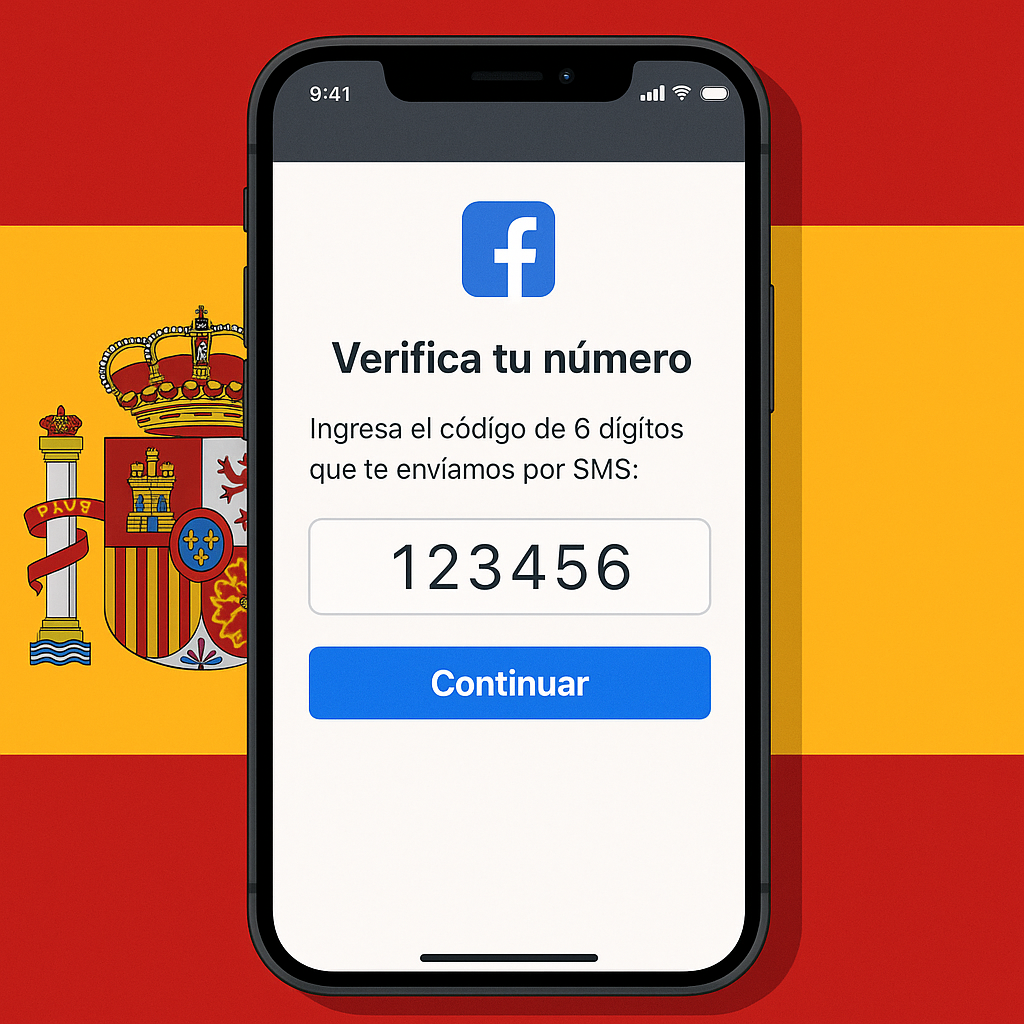 Vérification de Facebook avec un numéro espagnol loué