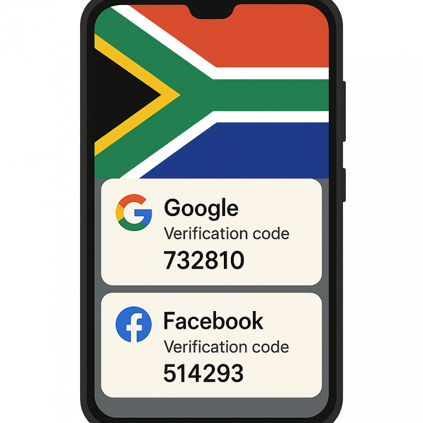 South Africa phone verification for Google and Facebook with OTP