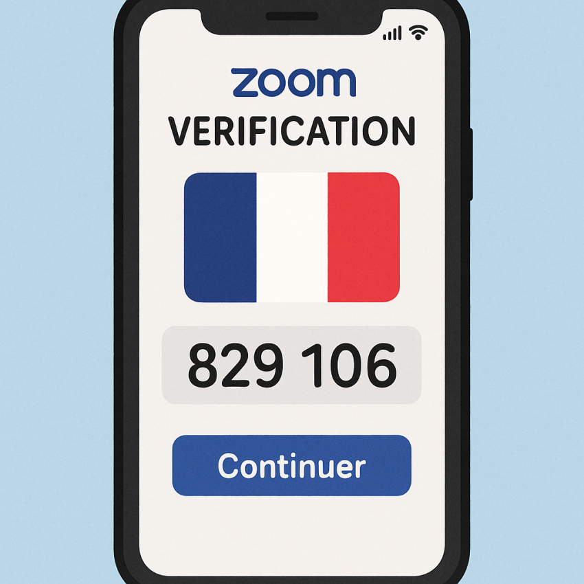 Alternative to 5sim.net for Zoom verification in France - Zoom verification on a French-themed screen