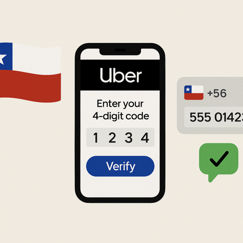 Chilean Uber registration with a virtual number on screen