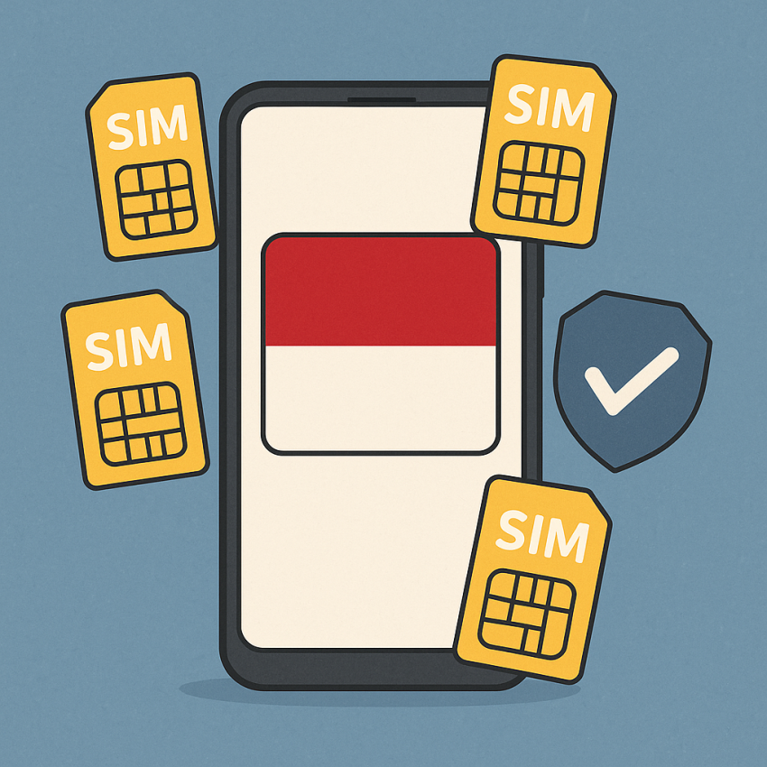 Indonesian rent numbers for account testing and QA — smartphone with Indonesian flag and OTP flow