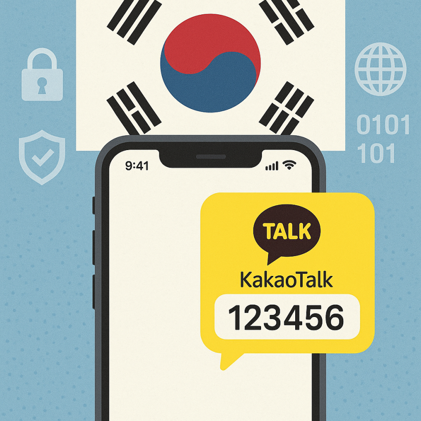 Phone receiving KakaoTalk OTP from a South Korean number for KakaoTalk verification