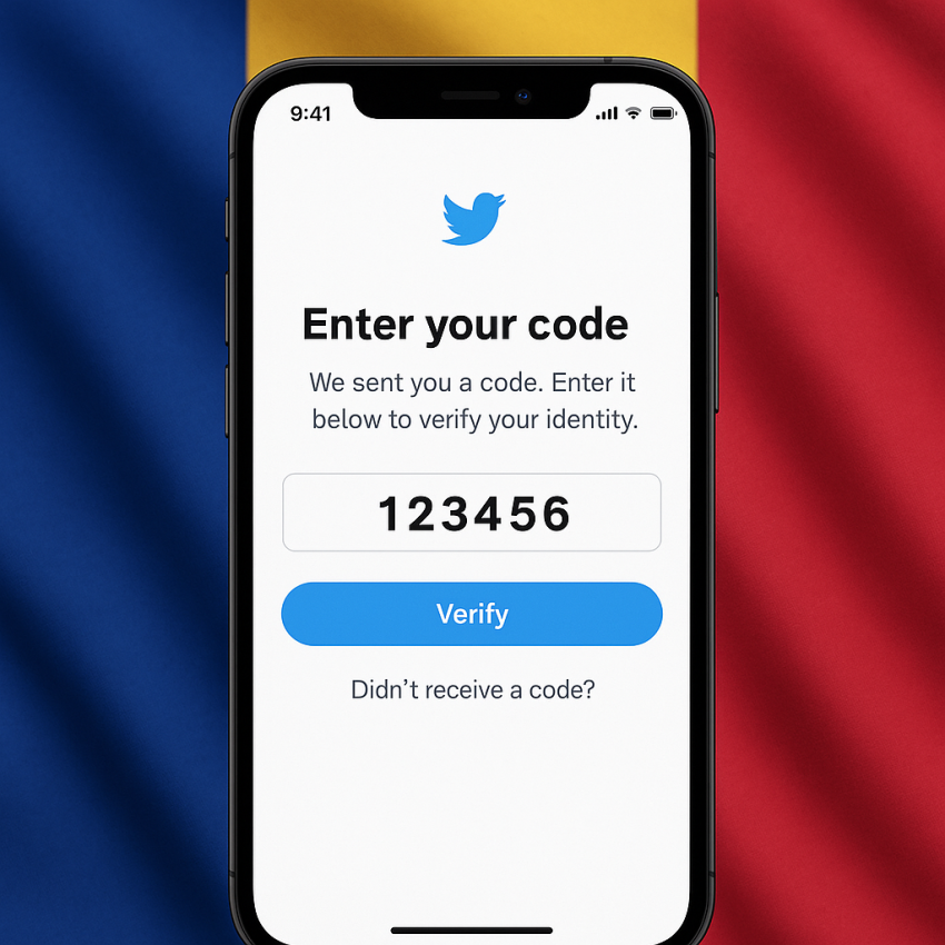 Smartphone screen showing Twitter verification OTP in Romania for Smsonline alternative