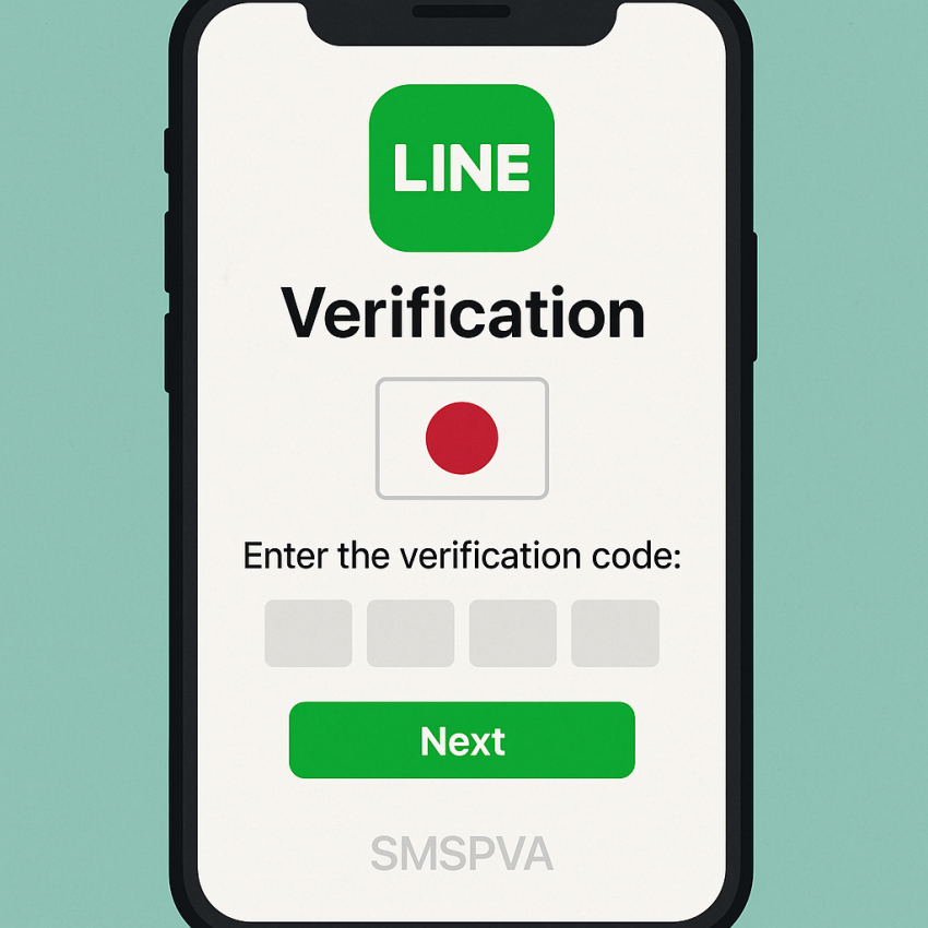 Phone screen with Line verification in Japan using SMSPVA