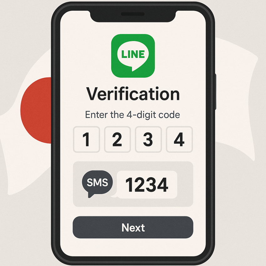 Line verification in Japan using a rented phone number on a smartphone
