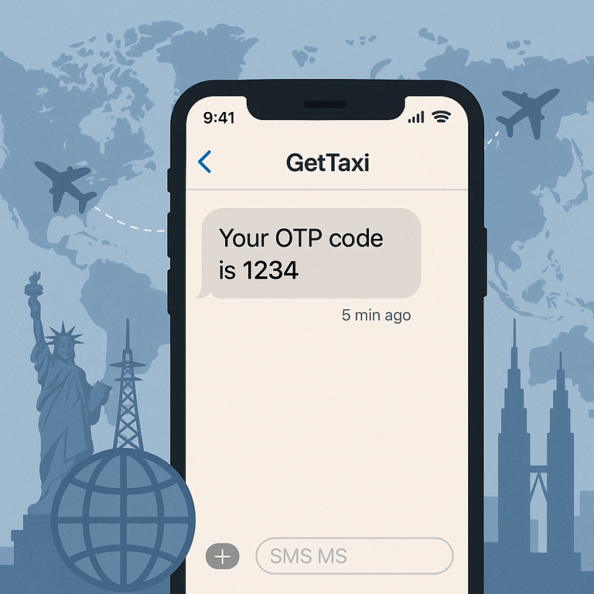 GetTaxi OTP SMS on phone for verification