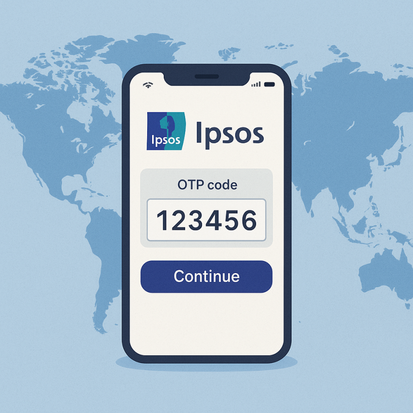 Ipsos OTP verification on smartphone for global service