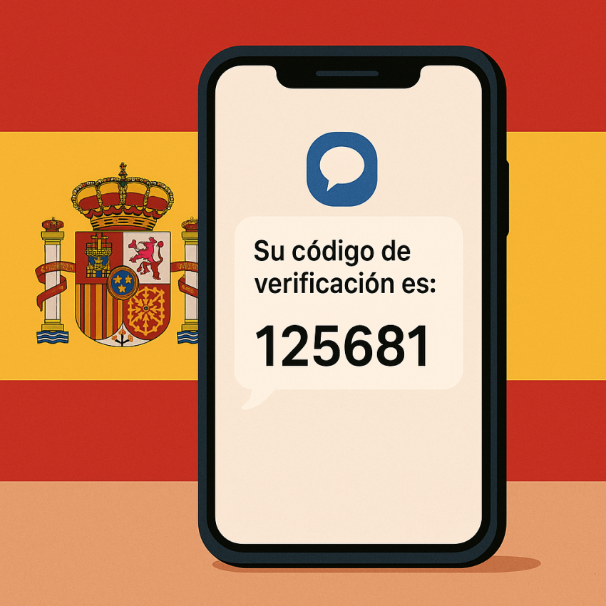 Common mistakes with free numbers in Spain and how to avoid them - smartphone showing OTP verification with Spain flag