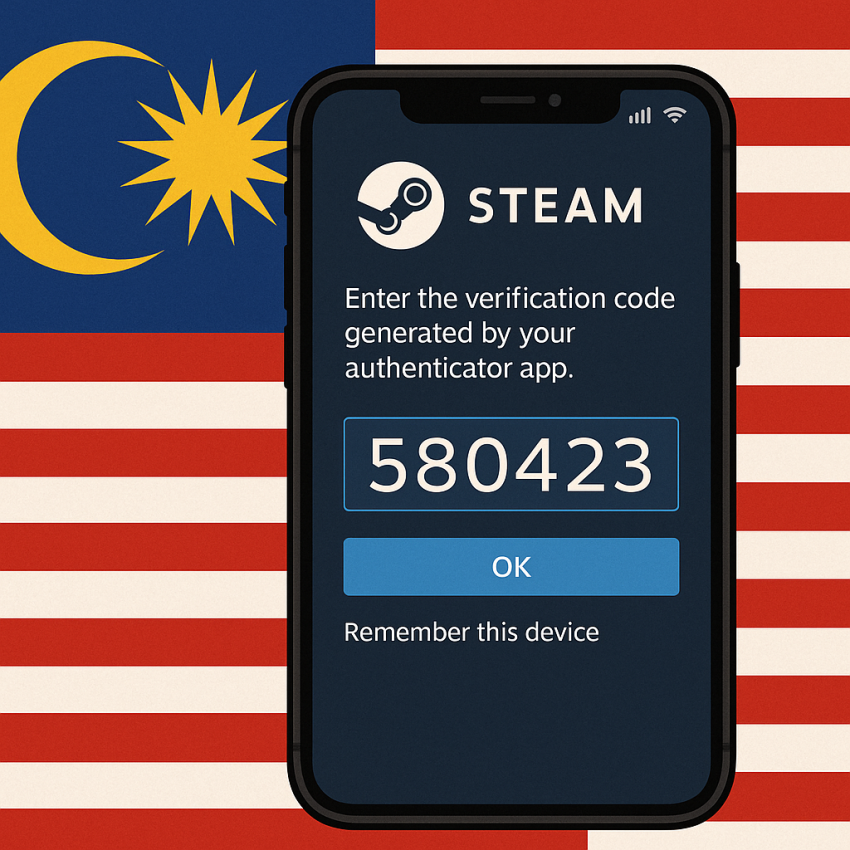Steam verification on Malaysian phone with OTP code for Steam account verification using Malaysian rented numbers