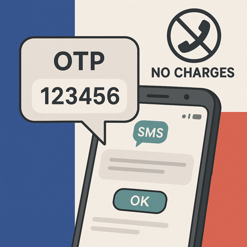 Phone receiving OTP from France using free numbers for best practices in SMS delivery