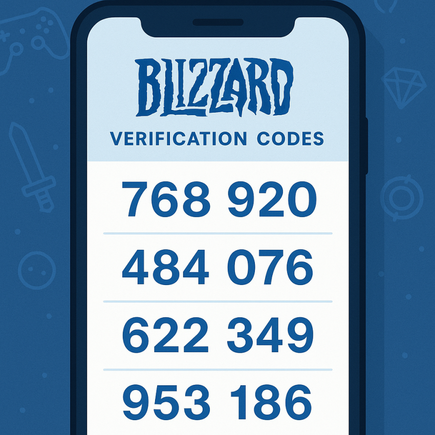 Blizzard verification on phone screen with OTP code