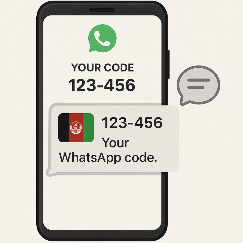 Phone receiving WhatsApp OTP in Afghanistan