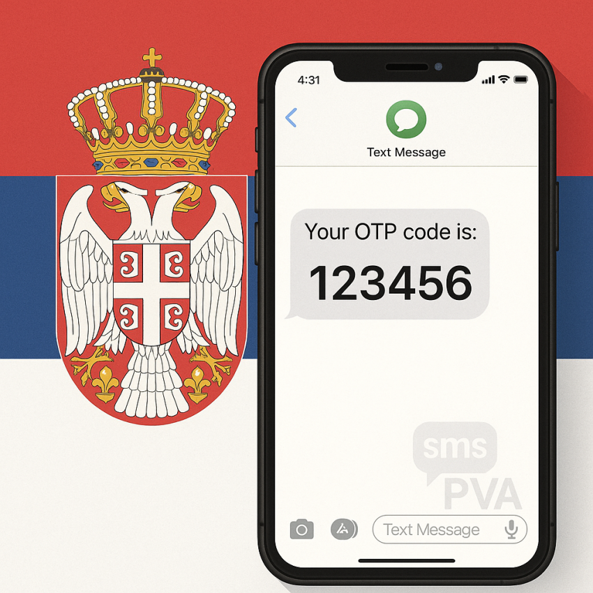 Smartphone receiving a verification SMS with the Serbian flag for How to get a free phone number in Serbia for SMS-based registration