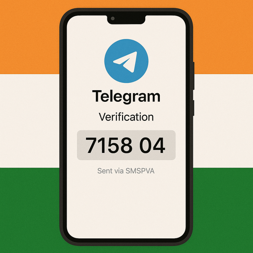 Phone screen showing Telegram verification using random numbers in India