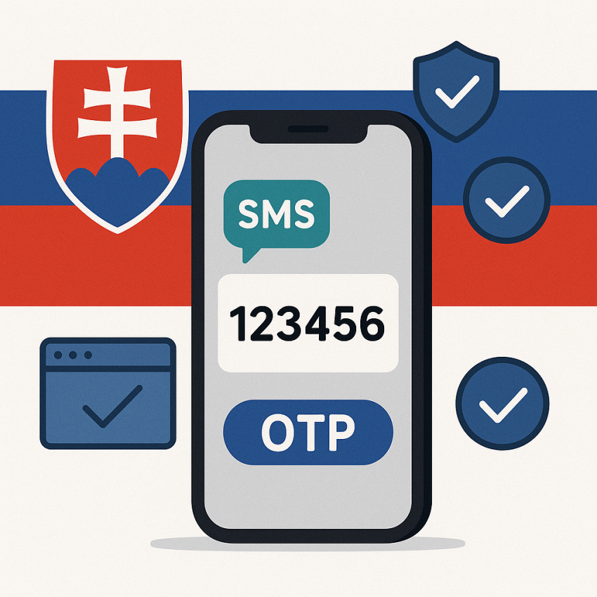 Slovakia OTP verification on a phone with a free-number banner