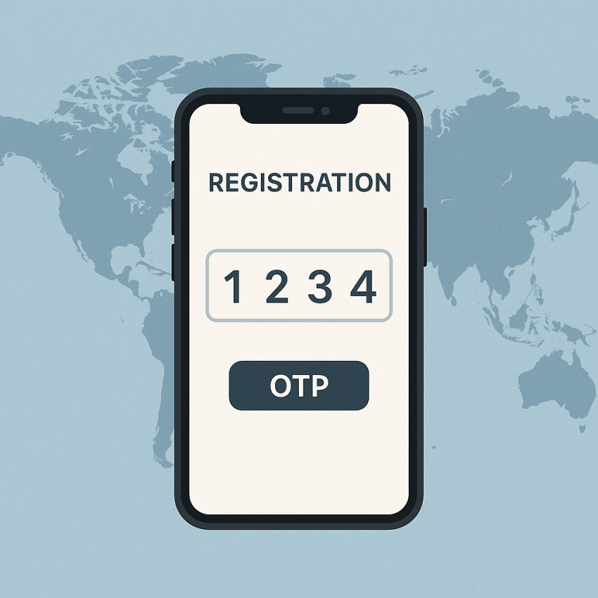 Registration process OTP verification on a mobile device