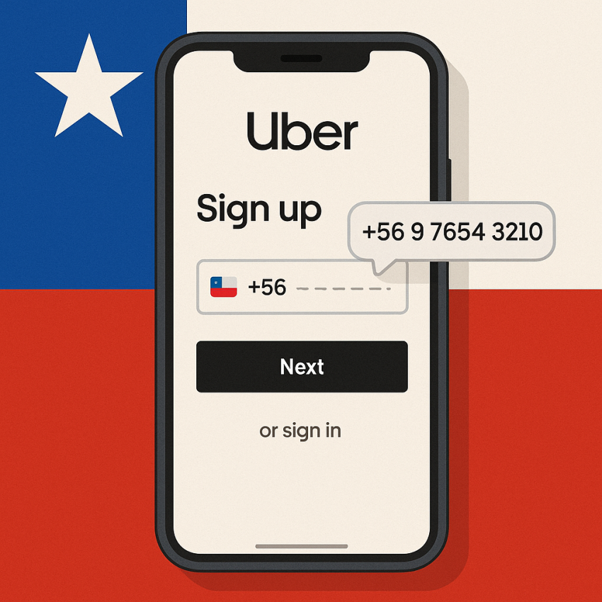 Uber registration using Chilean virtual phone numbers illustration for Chilean verification