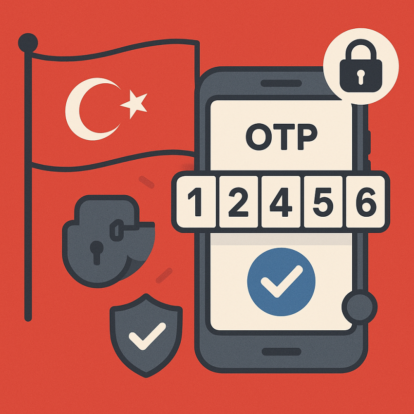 How to verify accounts in Turkey with a free phone number - Turkish OTP verification on smartphone