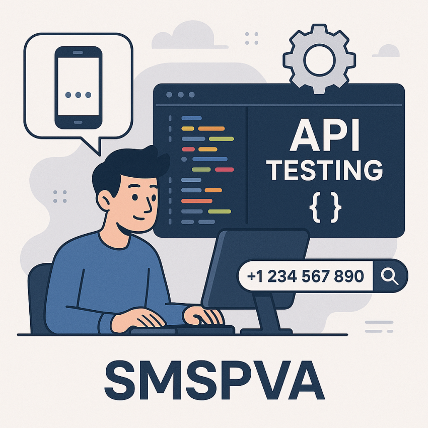 Developer tests a mobile app using SMSPVA virtual number as an OnlineSim.io alternative