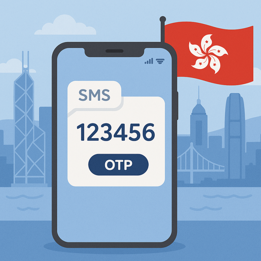 Smartphone receiving OTP SMS in Hong Kong using a free phone number