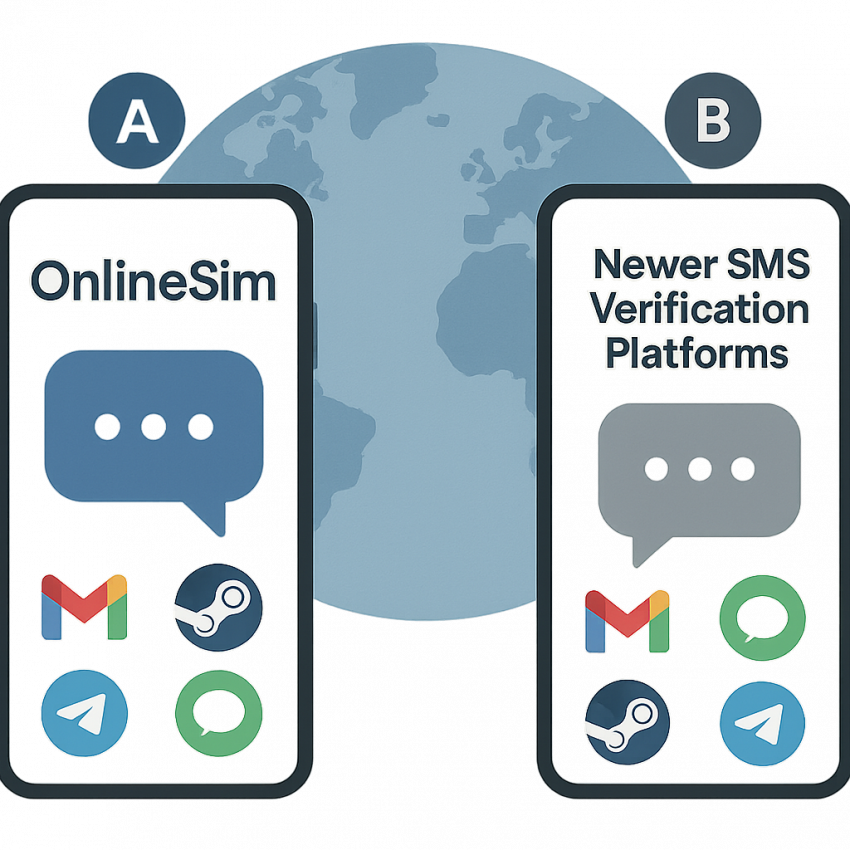 Comparison of OnlineSim vs newer SMS verification platforms showing OTP verification on a mobile screen