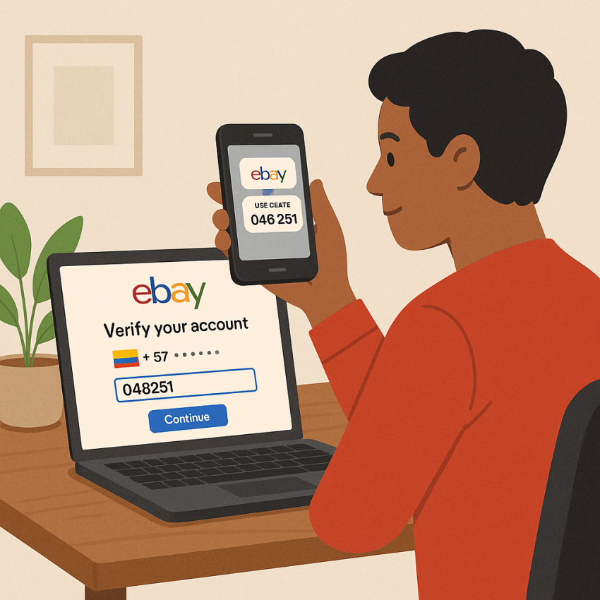 SMS verification for sms-man competitor: eBay seller verification in Colombia using a Colombian number