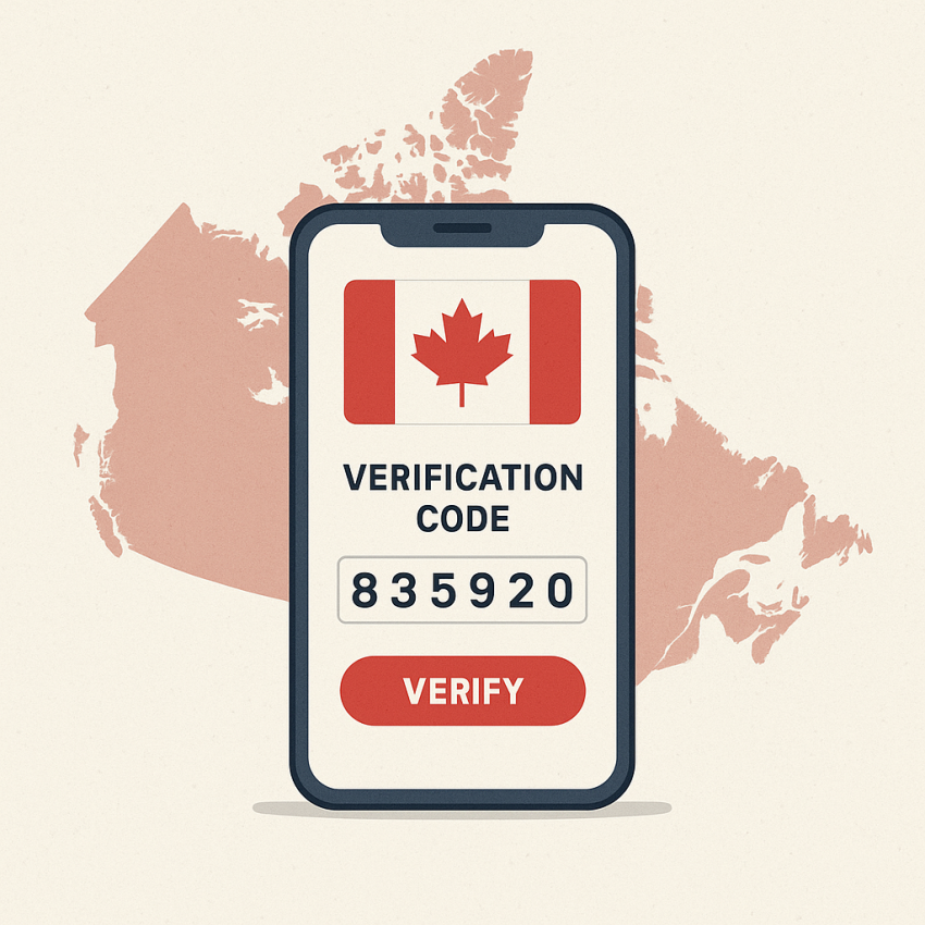Canada verification with a free-phone-number for account verification on a smartphone