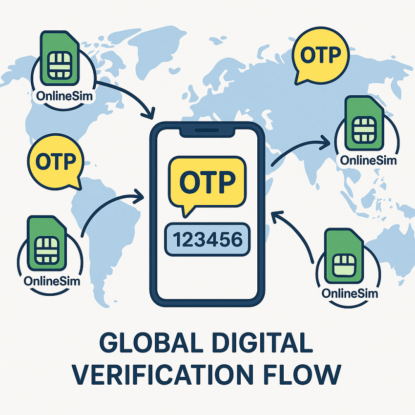 OnlineSim verification flow on a smartphone for global OTP