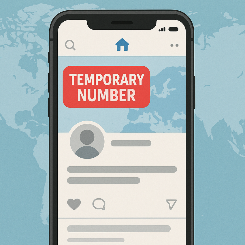 Temporary phone numbers for social media: complete guide illustration with a smartphone and global map