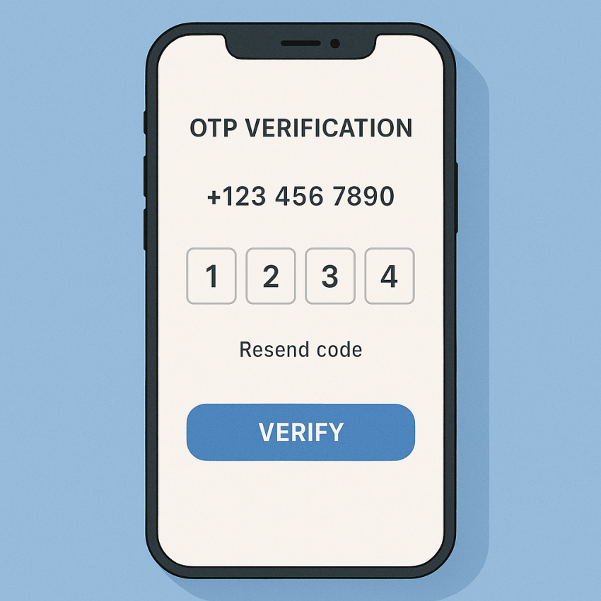 How to test OTP systems using temporary numbers: smartphone with OTP verification and temporary number