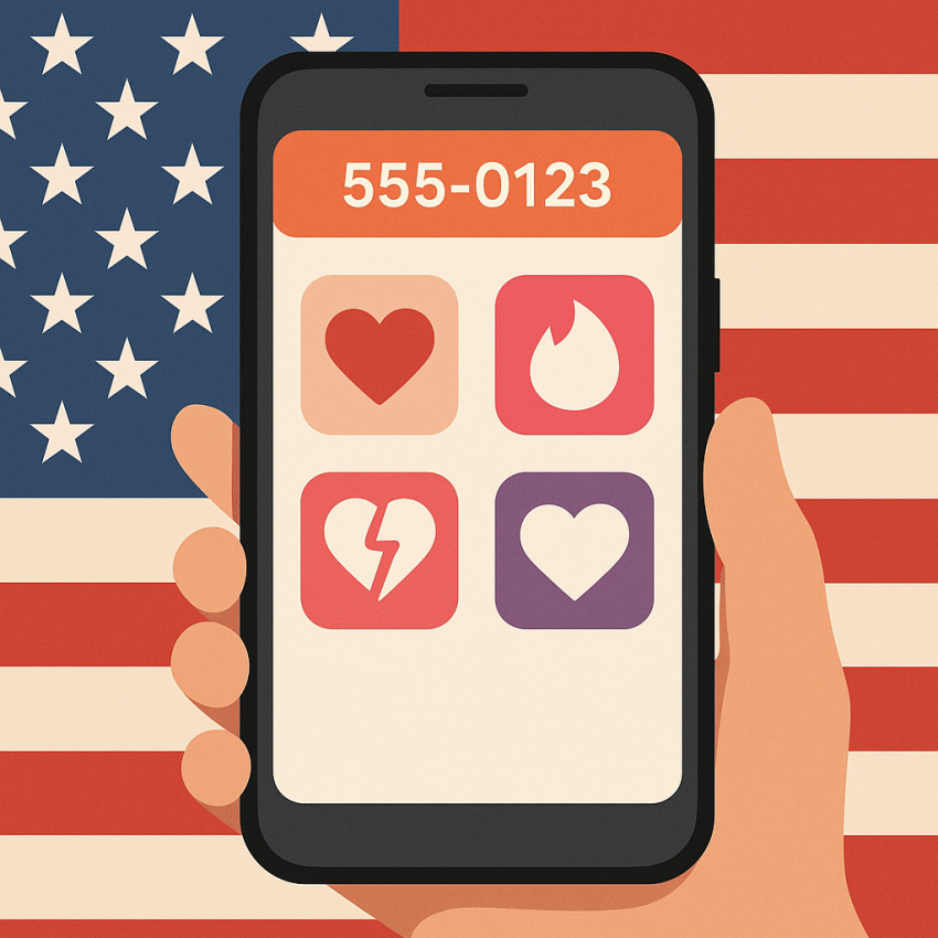 Temporary numbers for dating apps like Tinder and Bumble on a phone