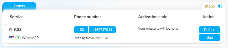 Receiving the SMS from the WhatsApp service